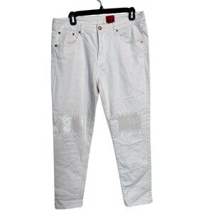 V Christina Winter White, Iridescent Sequence Jeans - 12